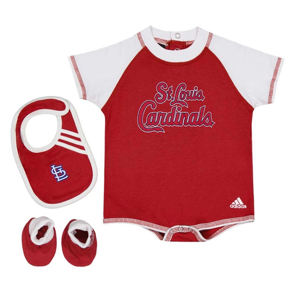 Adidas St. Louis Cardinals Infant Onesie Set Bib & Booties MLB Licensed NWT